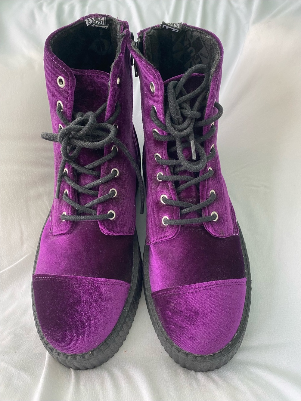 T.U.K. Purple Velvet Playform Boots - Picture 4 of 15